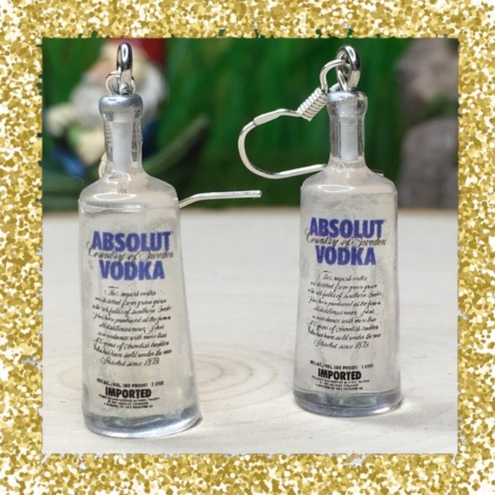 NIP Vodka Earrings Liquor Bottle Dangle